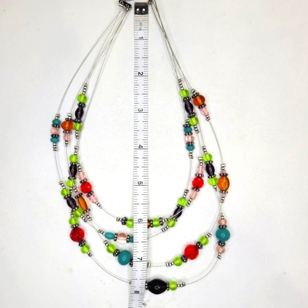 August Max Gemstone/Glass Bead 4-strand Metal Wire Necklace - Picture 6 of 8